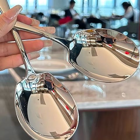 Kitchen Gadgets Popular - Roestvrijstalen gouden grote kop ronde lepel