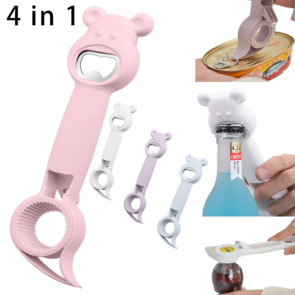Kitchen Gadgets Jar Openers - 4-in-1 bierflesopener Multifunctionele drankpot Blikflesopener Plastic