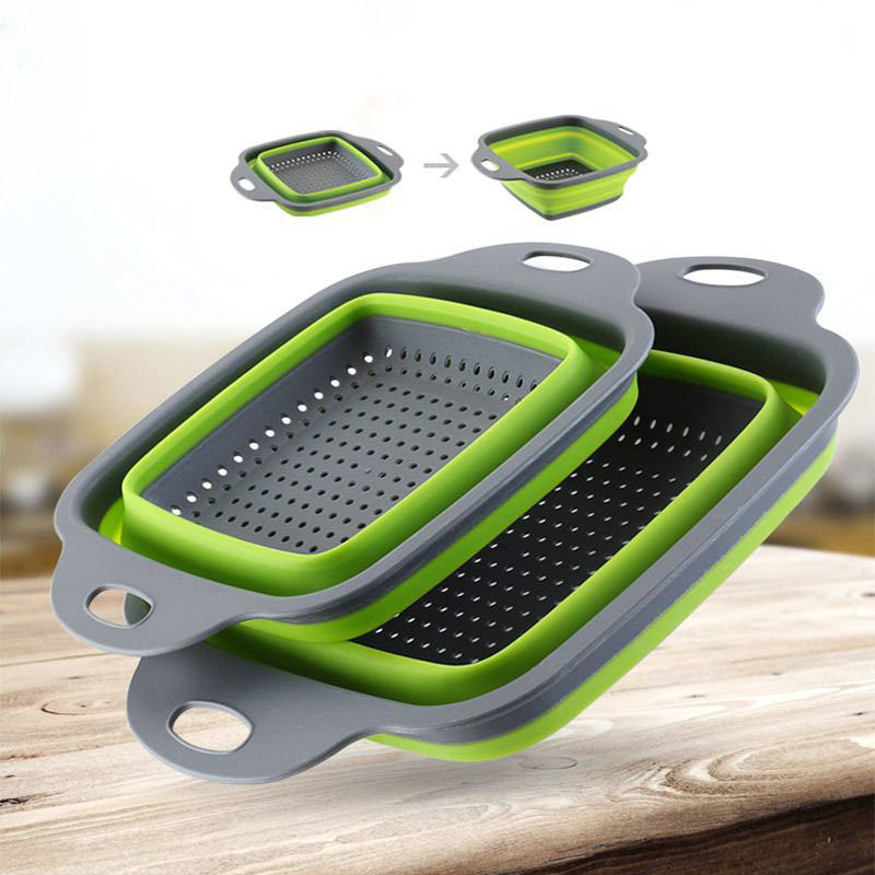 Kitchen Gadgets Dropshipping - LMETJMA Vierkante Opvouwbare Vergiet Siliconen Keuken