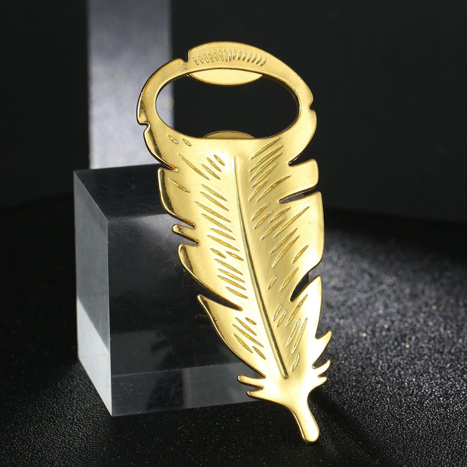 Kitchen Gadgets Dropshipping - Bierflesopener Gouden FeatherShape Caps Remover Draagbare