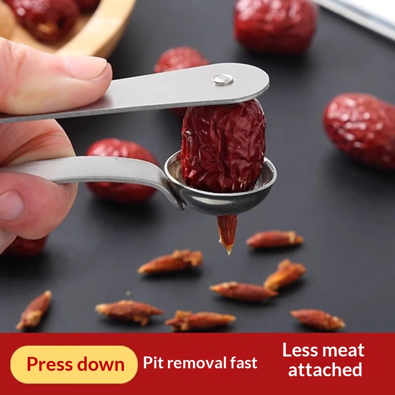Kitchen Gadgets And Equipment - Roestvrijstalen Jujube-ontpitter, handmatige pitverwijderaar voor dadels,